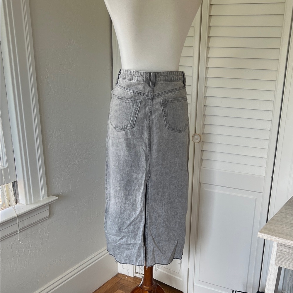 Grey Denim Midi Skirt